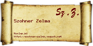 Szohner Zelma névjegykártya